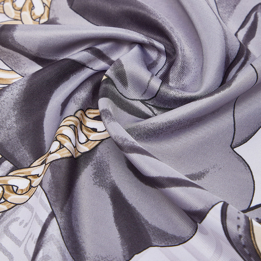 Women's Silk Scarf 120 × 120 cm LIU JO in Black Bow Print Fabric