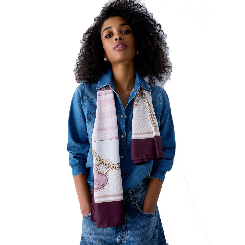 Foulard Donna 120 x 120 cm LIU JO in Tessuto stampa Fiocco Marrone
