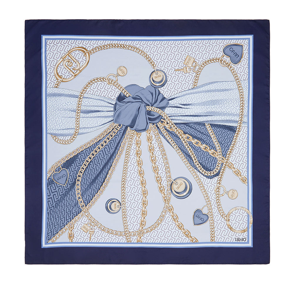 Foulard Donna 120 x 120 cm LIU JO in Tessuto stampa Fiocco Blu Scuro