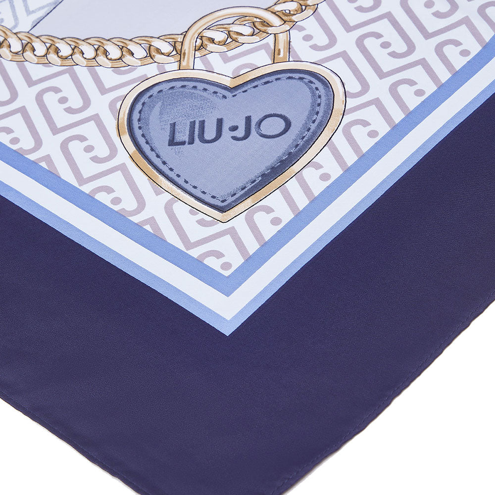 Foulard Donna 120 x 120 cm LIU JO in Tessuto stampa Fiocco Blu Scuro