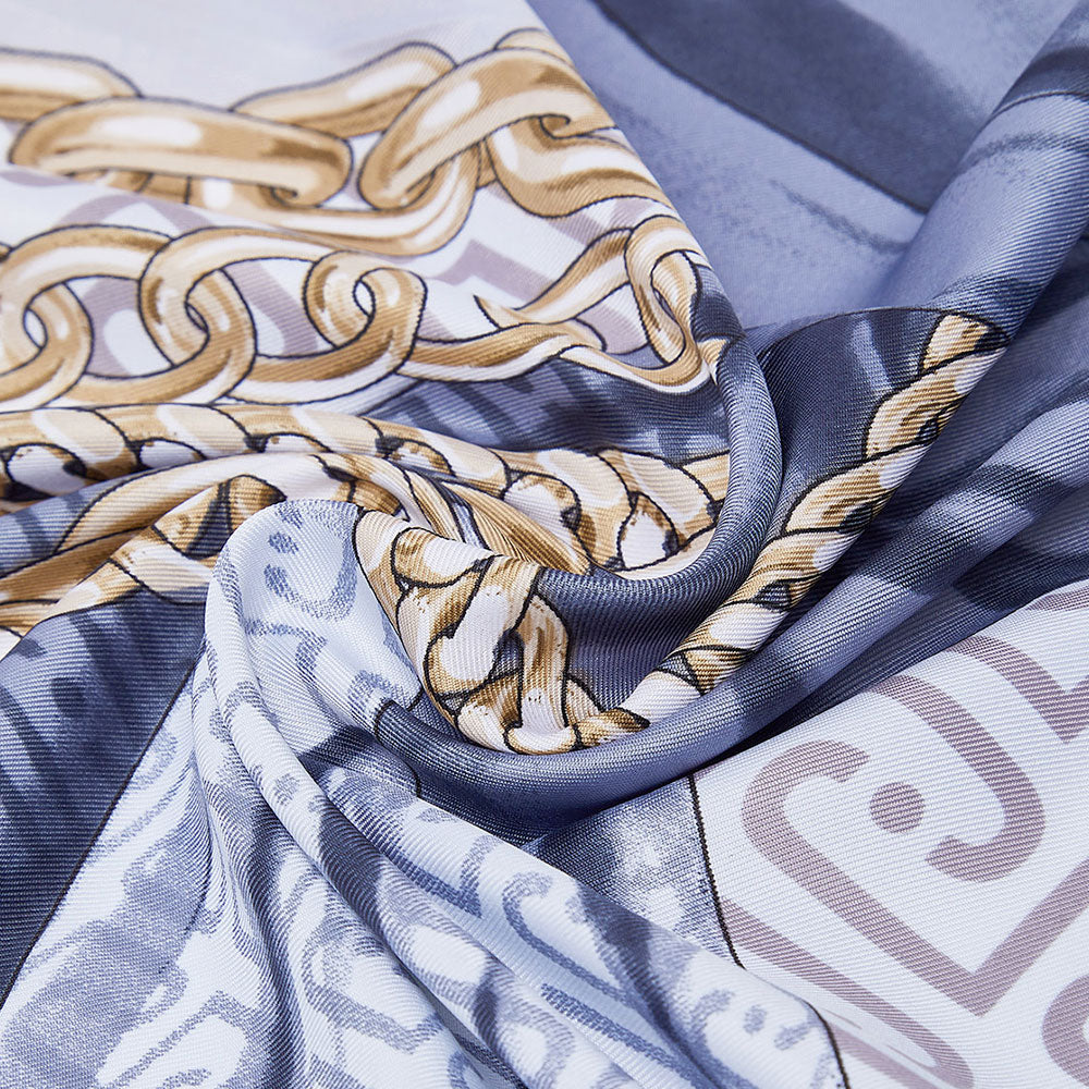 Foulard Donna 120 x 120 cm LIU JO in Tessuto stampa Fiocco Blu Scuro