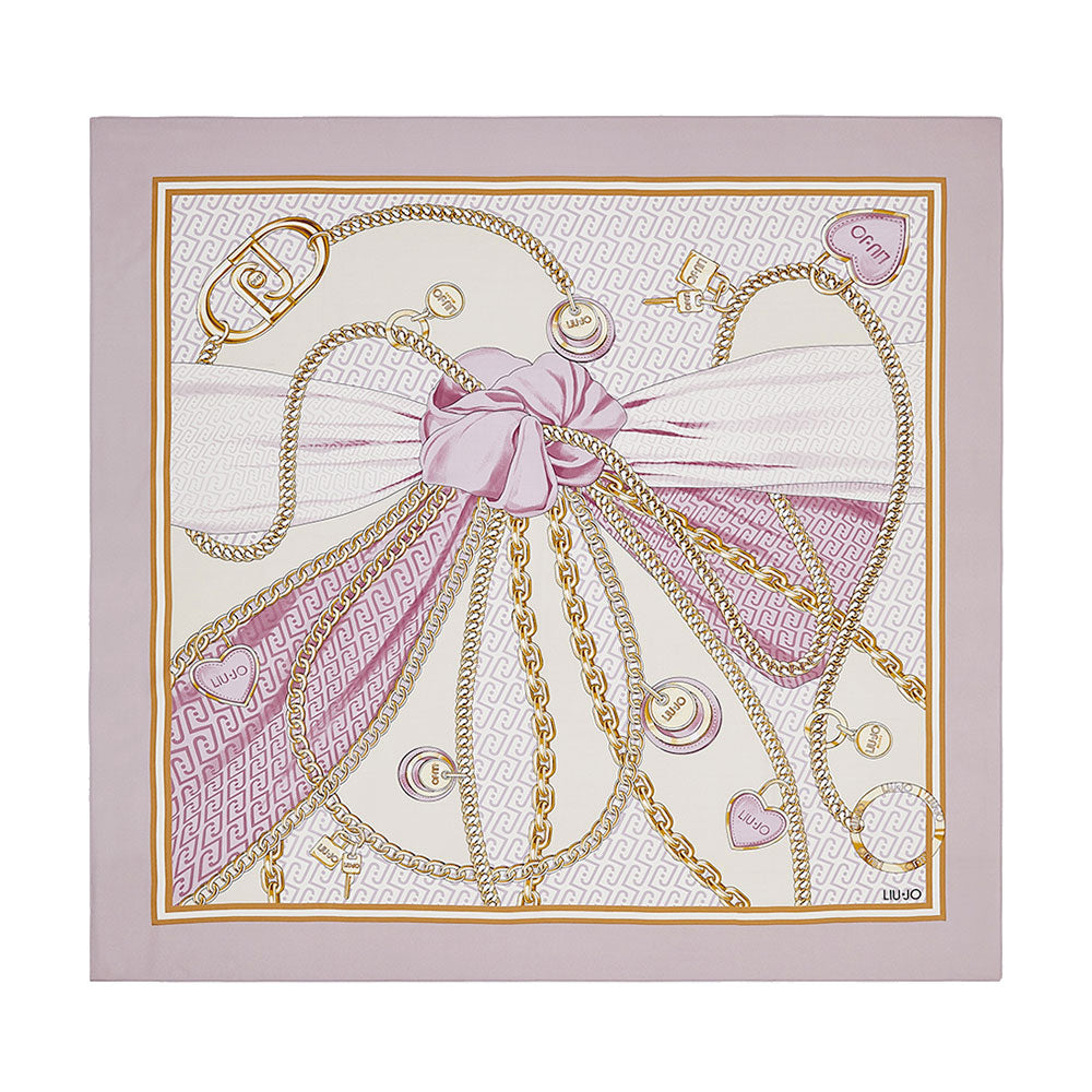Foulard Donna 120 x 120 cm LIU JO in Tessuto stampa Fiocco Rosa
