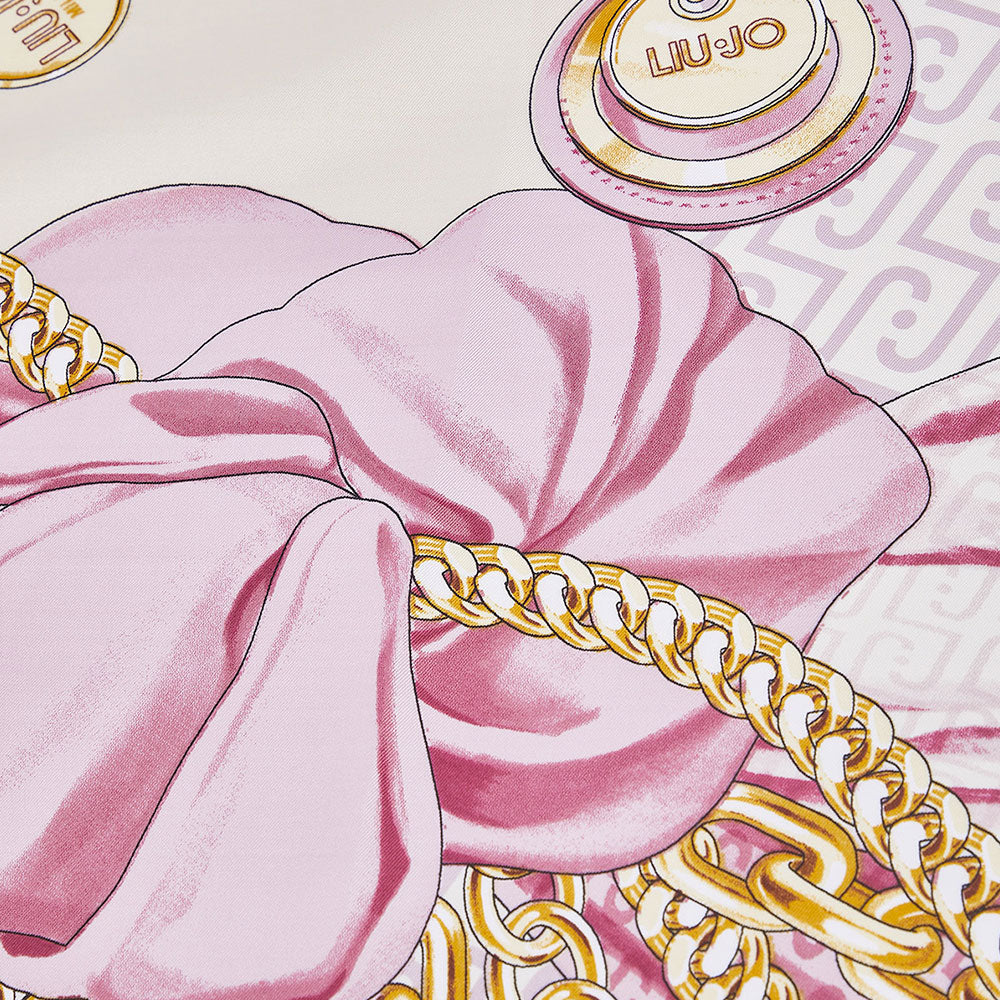 Foulard Donna 120 x 120 cm LIU JO in Tessuto stampa Fiocco Rosa