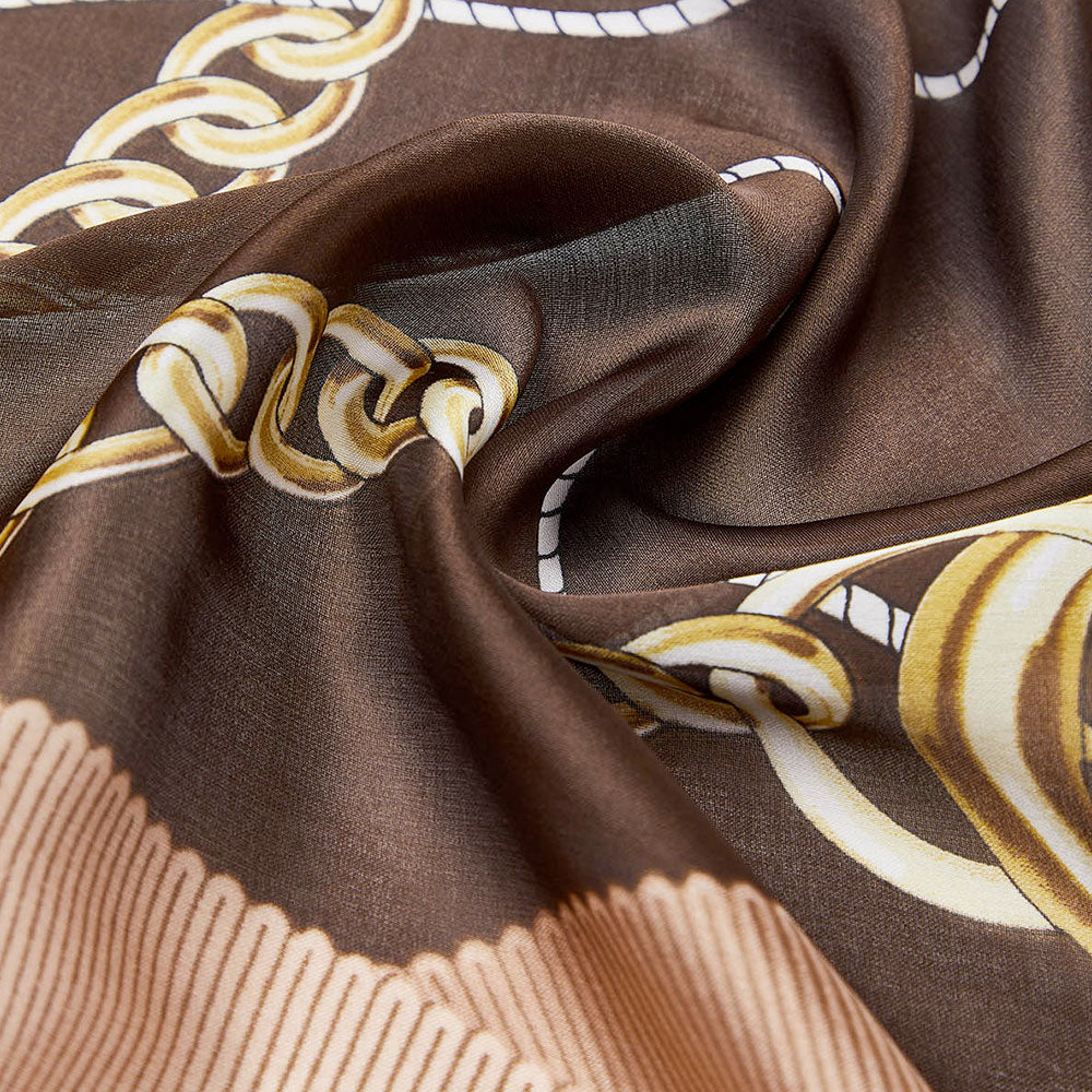 Foulard Donna 120 x 120 cm LIU JO in Tessuto Riciclato Beige Stampa Nastri