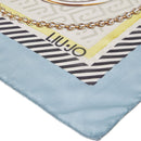 Foulard Donna 120 x 120 cm LIU JO in Tessuto Riciclato Azzurro Stampa Nastri