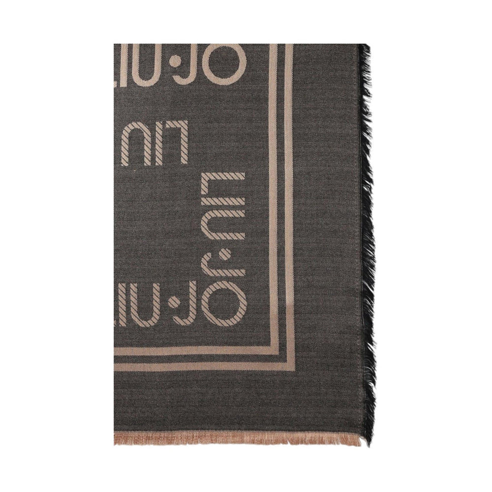 Foulard Donna 120 x 120 cm LIU JO in Viscosa Nera con Logo