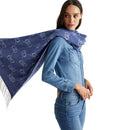 LIU JO Damen-Stola 70 x 180 cm mit jeansfarbenem Jacquard-Logo