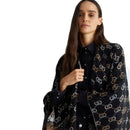 Poncho Donna LIU JO stampa Check Nero con Logo Jacquard