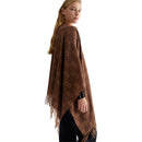 LIU JO Damen-Poncho mit Monogramm-Jacquard-Logo in Dunkelbraun