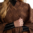 LIU JO Damen-Poncho mit Monogramm-Jacquard-Logo in Dunkelbraun