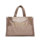 Women's Camel Coated Fabric Tote Bag LIU JO with Teddy Details