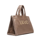 Women's Camel Coated Fabric Tote Bag LIU JO with Teddy Details