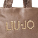Women's Camel Coated Fabric Tote Bag LIU JO with Teddy Details