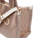 Women's Camel Coated Fabric Tote Bag LIU JO with Teddy Details