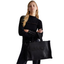 Women's Black Coated Fabric Tote Bag LIU JO with Teddy Details