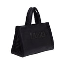 Women's Black Coated Fabric Tote Bag LIU JO with Teddy Details