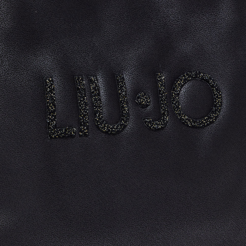 Women's Black Coated Fabric Tote Bag LIU JO with Teddy Details
