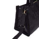 Women's Black Coated Fabric Tote Bag LIU JO with Teddy Details