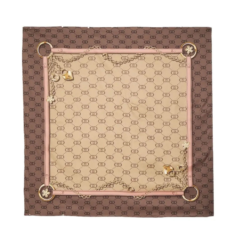 Foulard Donna 120 x 120 cm LIU JO con Logo Monogram Mocha