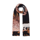 Foulard Donna 70 x 180 cm LIU JO in Tessuto Garzato stampa Animalier con Logo Cammello