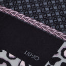 Stola Donna 90 x 180 cm LIU JO in Viscosa stampa Animalier con Logo e Catene Nero