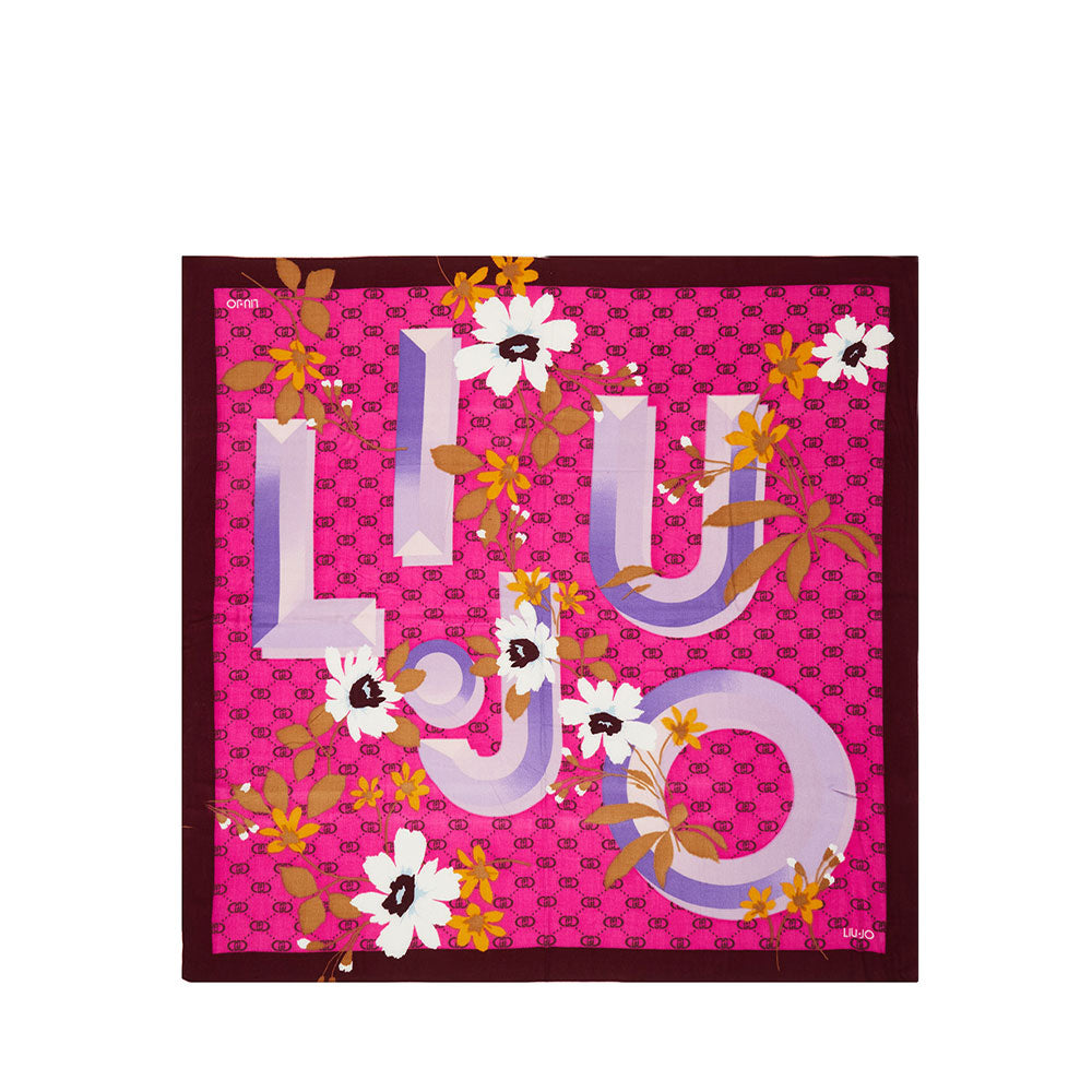 Foulard Donna 120 x 120 cm LIU JO in Viscosa stampa Floreale Fucsia