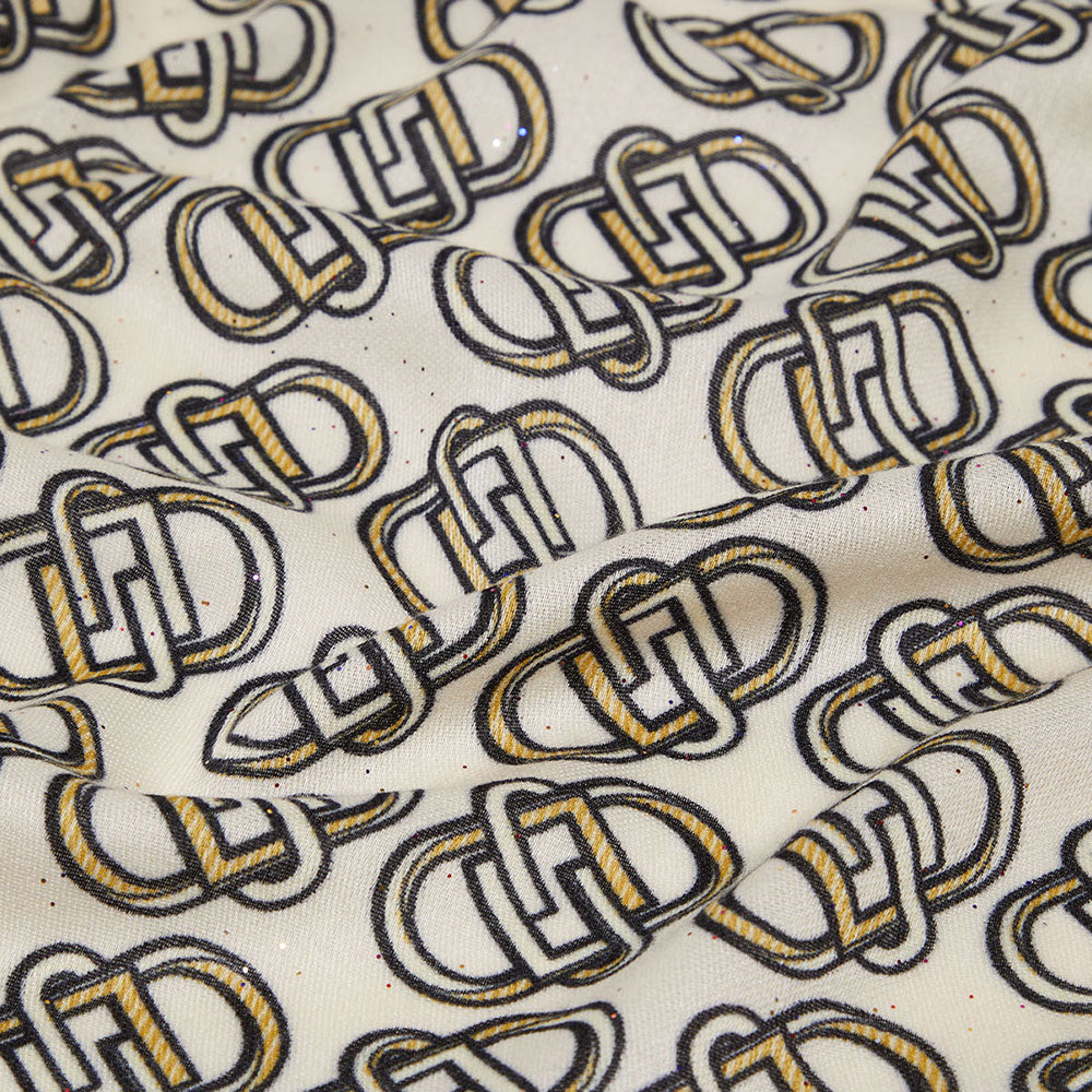 Foulard Donna 120 x 120 cm LIU JO Better Mix Print con Logo Monogram Marrone