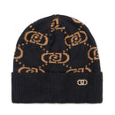 Berretto Donna LIU JO in Misto Viscosa Nero con Logo Monogram Jacquard