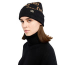 Berretto Donna LIU JO in Misto Viscosa Nero con Logo Monogram Jacquard