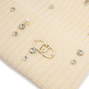 Berretto Donna LIU JO in Maglia Bianco Lana con Strass e Perle