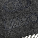 Stola Donna 65 x 180 cm LIU JO in Tessuto Garzato Nero con Logo Embossed