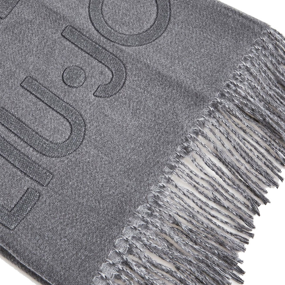 Stola Donna 65 x 180 cm LIU JO in Tessuto Garzato Grey Cloud con Logo Embossed