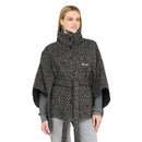 Poncho Donna Collo Alto LIU JO in Tessuto Chevron Nero e Bianco