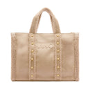 Shopping Bag Donna LIU JO in Tessuto Spalmato Effetto Montone e Inserti Teddy Beige Chiaro