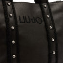 Shopping Bag Donna LIU JO in Tessuto Spalmato Effetto Montone e Inserti Teddy Nero