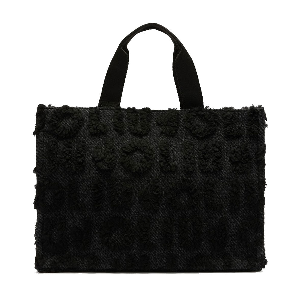 Shopping Bag Donna LIU JO in Tessuto Misto Lana con Logo in Teddy All Over Nero