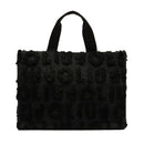 Shopping Bag Donna LIU JO in Tessuto Misto Lana con Logo in Teddy All Over Nero