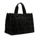 Shopping Bag Donna LIU JO in Tessuto Misto Lana con Logo in Teddy All Over Nero