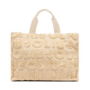 Shopping Bag Donna LIU JO in Tessuto Misto Lana con Logo in Teddy All Over Beige