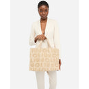 Shopping Bag Donna LIU JO in Tessuto Misto Lana con Logo in Teddy All Over Beige