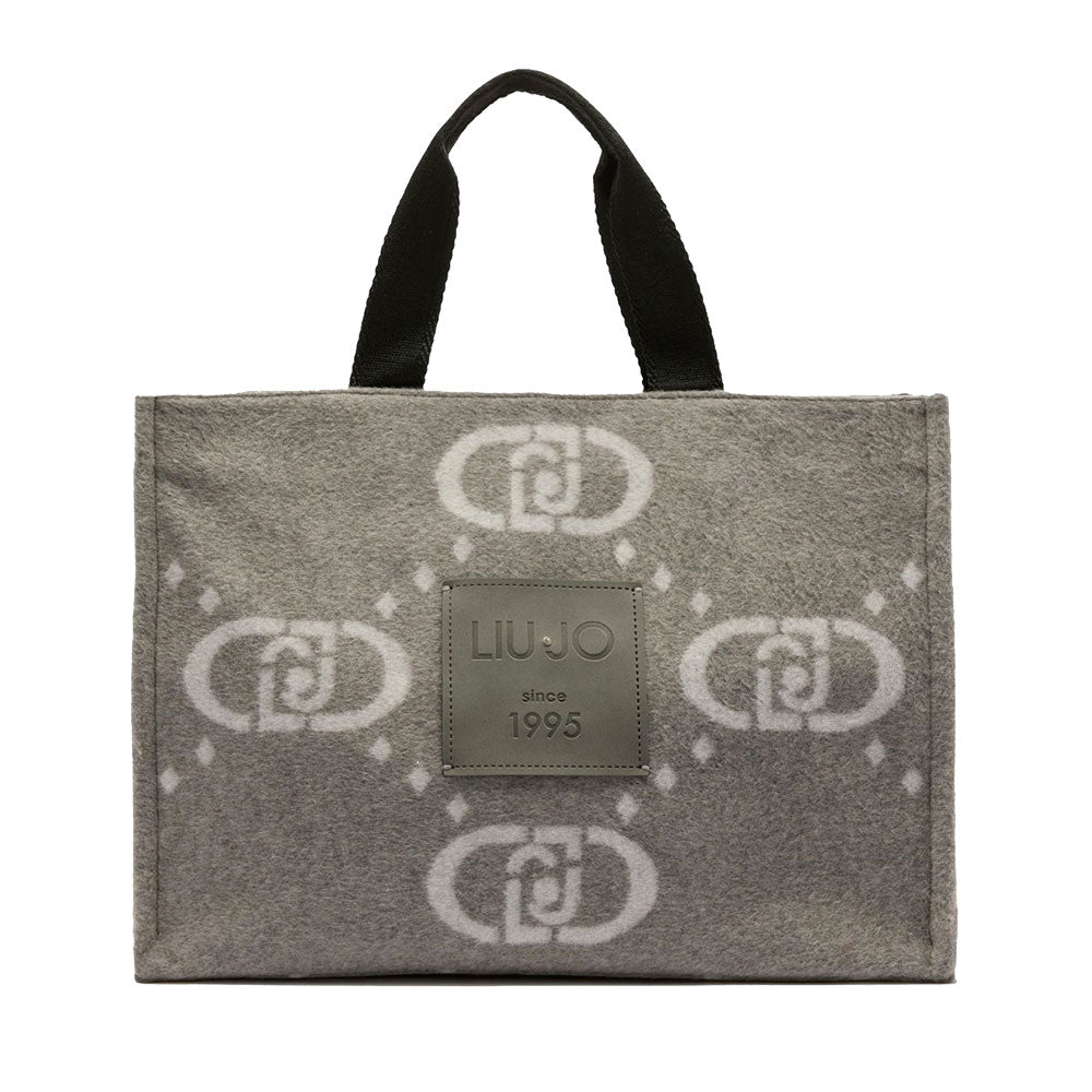 Shopping Bag Donna LIU JO in Tessuto Logato Grey Cloud