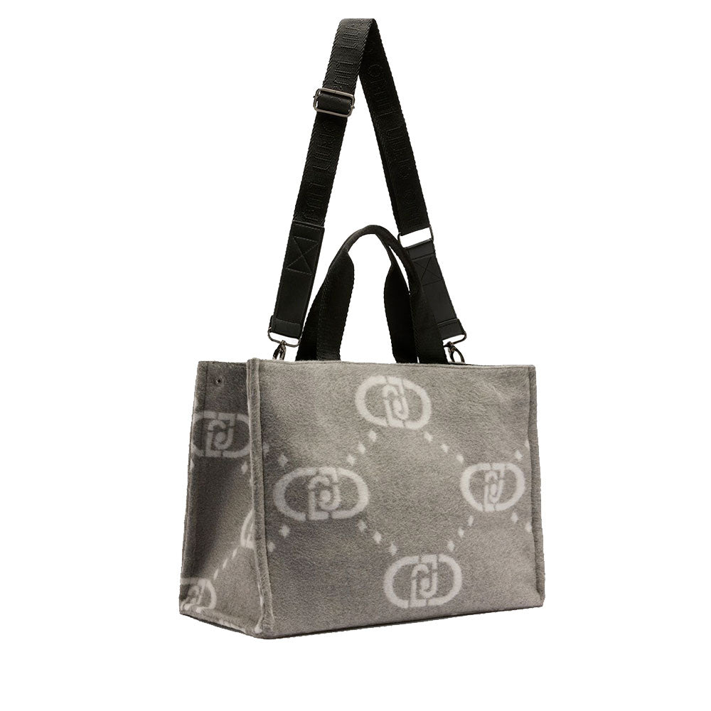 Shopping Bag Donna LIU JO in Tessuto Logato Grey Cloud