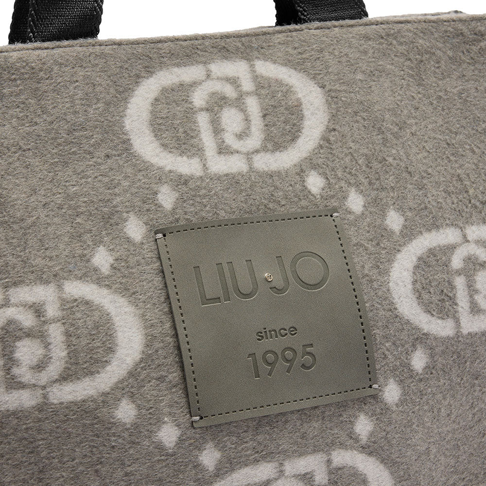 Shopping Bag Donna LIU JO in Tessuto Logato Grey Cloud