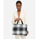 Shopping Bag Donna LIU JO in Tessuto stampa Check Nero