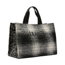 Shopping Bag Donna LIU JO in Tessuto stampa Check Nero
