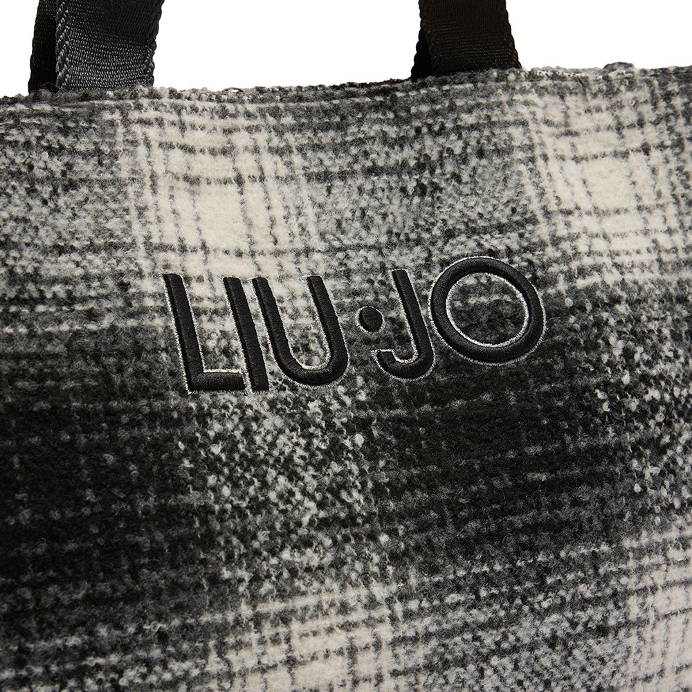 Shopping Bag Donna LIU JO in Tessuto stampa Check Nero