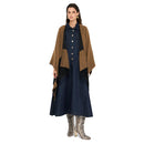 Poncho Donna LIU JO in Tessuto color Cammello con Logo Monogram e Frange