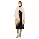 Poncho Donna LIU JO in Tessuto Bianco Lana con Logo Monogram e Frange