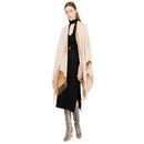 Poncho Donna LIU JO in Tessuto Bianco Lana con Logo Monogram e Frange