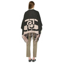 Poncho Donna LIU JO in Tessuto Nero con Logo Monogram e Frange